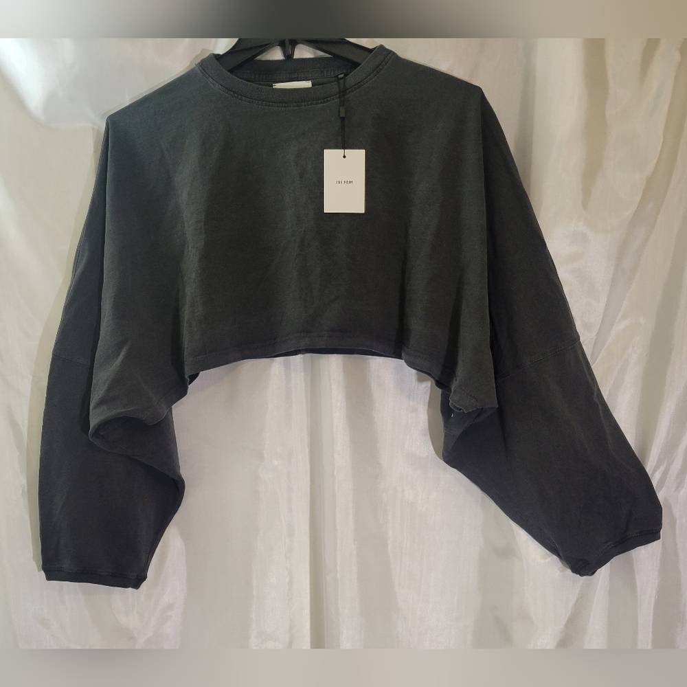 Joah Brown oversized, slouchy long sleeve cropped sleeve t-shirt